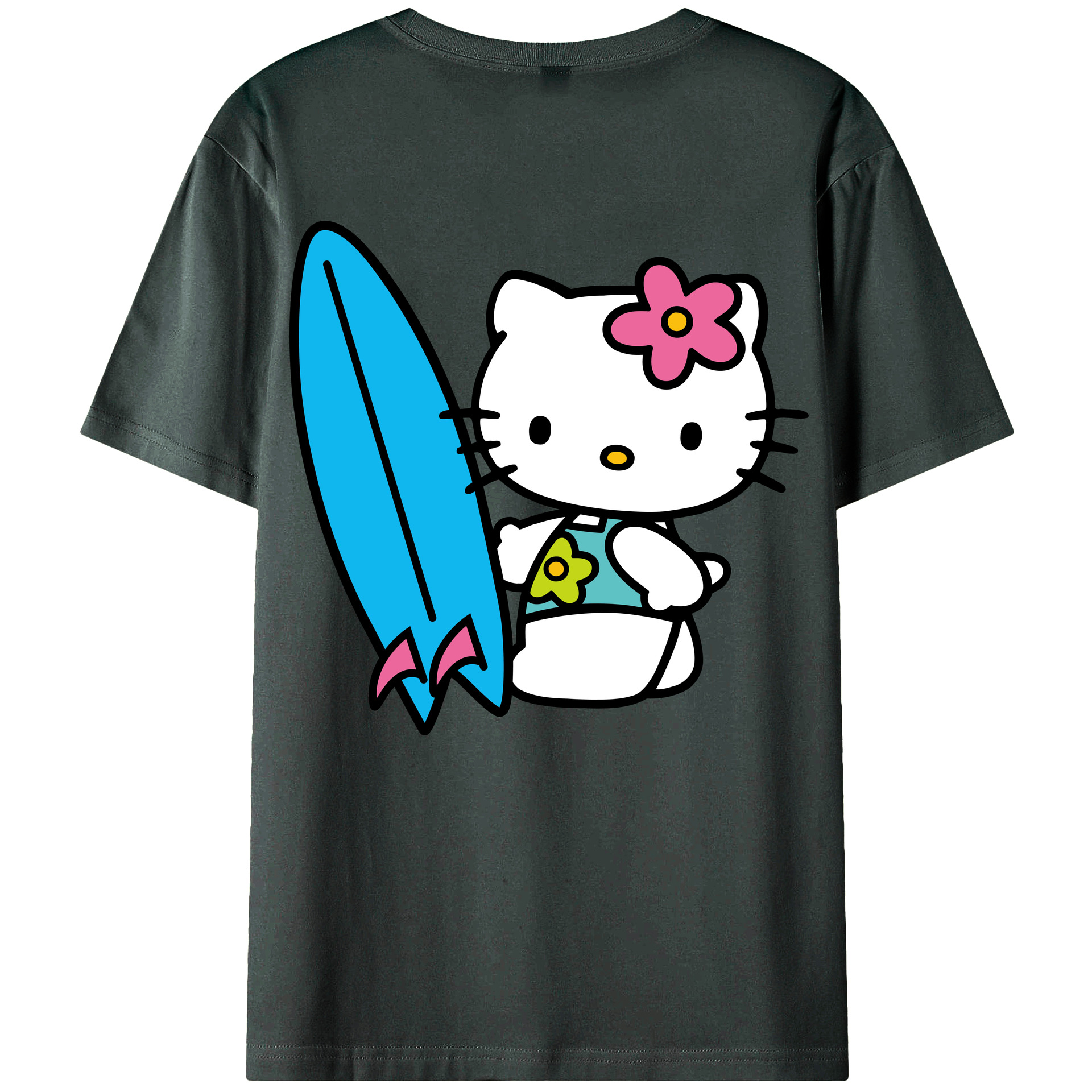 （画像用） Hello Kitty ハローキティ 綿100％ メンズ半袖Tシャツ（バックプリント） 通気性